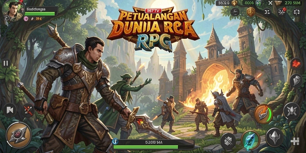 Screenshot gameplay RPG dari 567TV dengan aksi pertarungan yang seru.