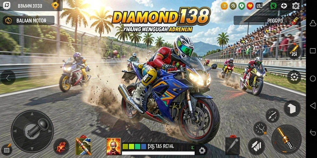 Tampilan menarik gameplay balapan motor di DIAMOND138.