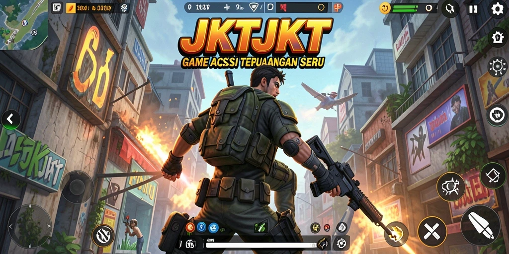 Screenshot gameplay action JKTJKT yang mengesankan dan mendebarkan.