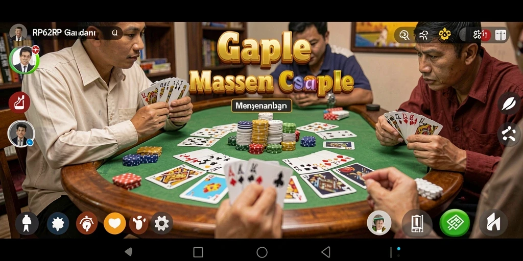 Tampilan gameplay menarik dari RP62RP dengan tema Gaple yang menawan.
