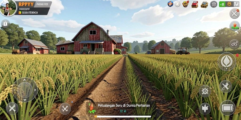 Tampilan gameplay Farming yang menarik di RPYYY dengan berbagai tanaman.