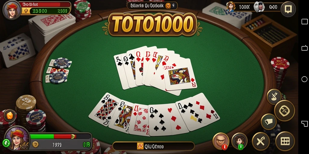 Gameplay seru TOTO1000 dengan kombinasi kartu yang menarik.