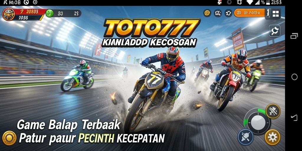 Screenshot gameplay TOTO777 menampilkan aksi balap yang mendebarkan.